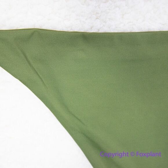 New! Set! Toast‎ Signature One-Shoulder Bikini Top, String Bottom, dark green, L - Picture 9 of 11